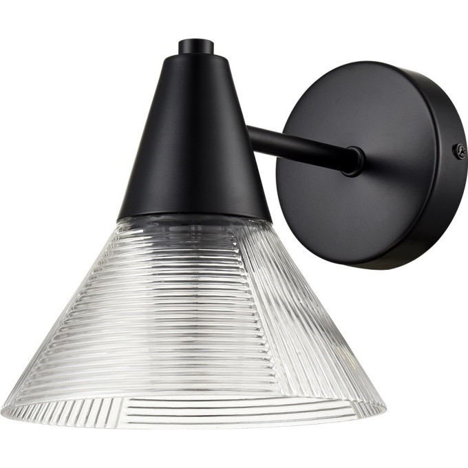 Бра LUMION CORNE 6595/1W MODERNI LN24 E27 1*60W 220V черный/прозрачный, металл/стекло