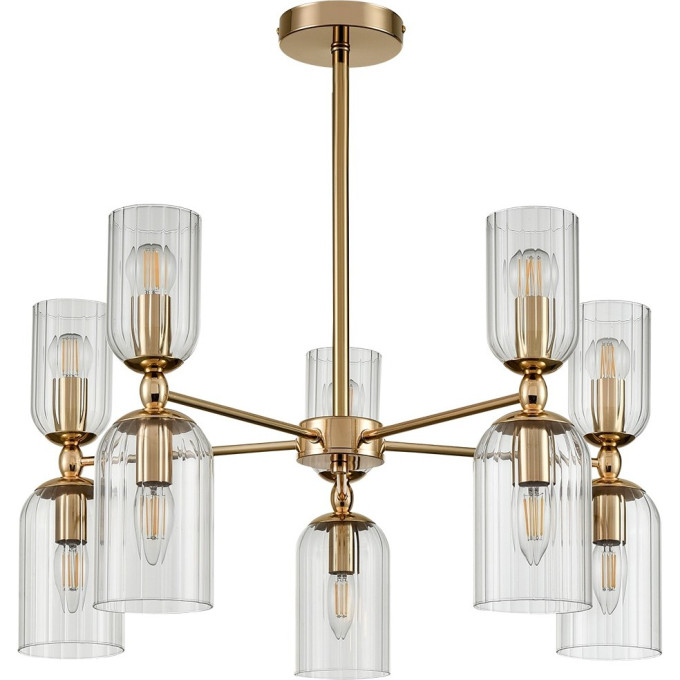 Люстра подвесная LUMION KASSIA 6586/10 MODERNI LN24 E14 10*40W 220V золото/прозрачный, металл/стекло