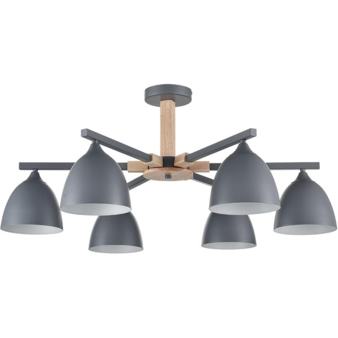 Люстра потолочная LUMION COLANGE 8096/6C MODERNI LN25 267 Е27 6*60W 220V серый/серый металл, дерево/металл