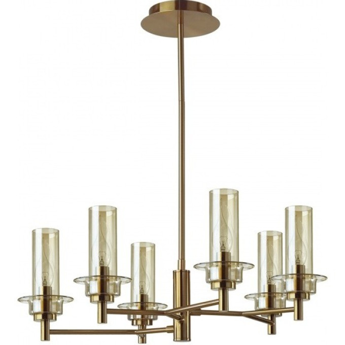 Люстра потолочная LUMION MADONNA 6554/6C CLASSI LN24 E14 6*40W 220V бронза/коньячный/металл/стекло