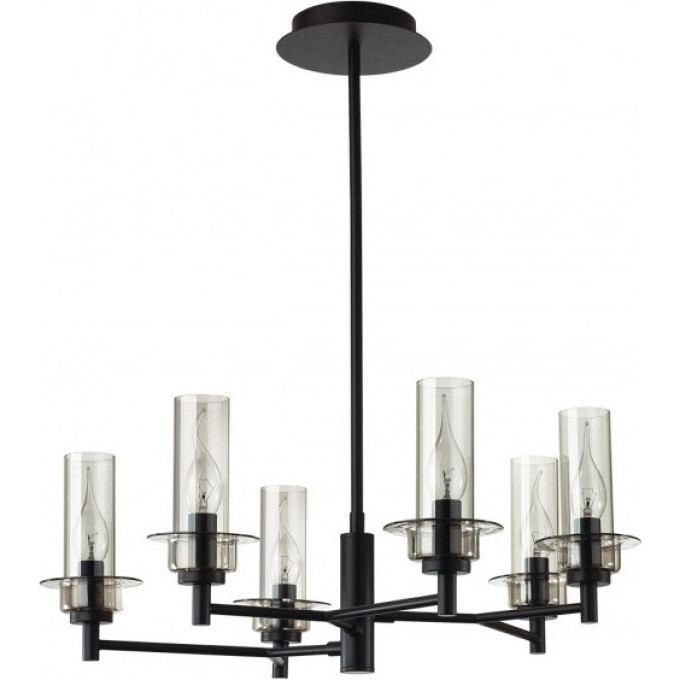 Люстра потолочная LUMION MADONNA 6555/6C CLASSI LN24 E14 6*40W 220V черный/дымчатый/металл/стекло