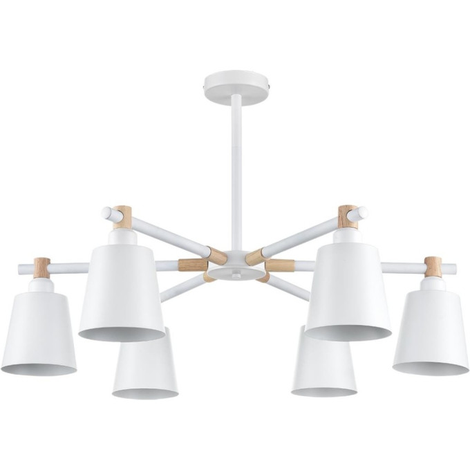 Люстра потолочная LUMION ROSALINA 8097/6C MODERNI LN25 269 Е27 6*60W 220V белый/белый металл, дерево/металл