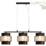Подвес LUMION ANIMAISA 8003/3A MODERNI LN24 Е27 3*60W 220V черный/черный, золотой металл/металл, текстиль