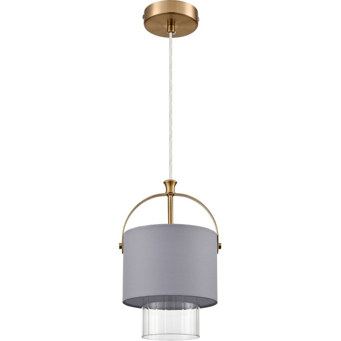 Подвес LUMION JANE 6592/1 MODERNI LN24 E14 1*40W 220V латунь/серый, металл/текстиль, стекло