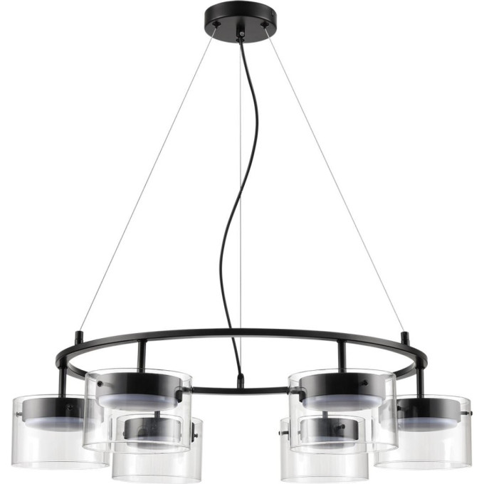 Подвесная люстра LUMION NATALINA 8232/6 COMFI LN25 193 LED GX70 6*10W 220V черный/прозрачный, металл/стекло