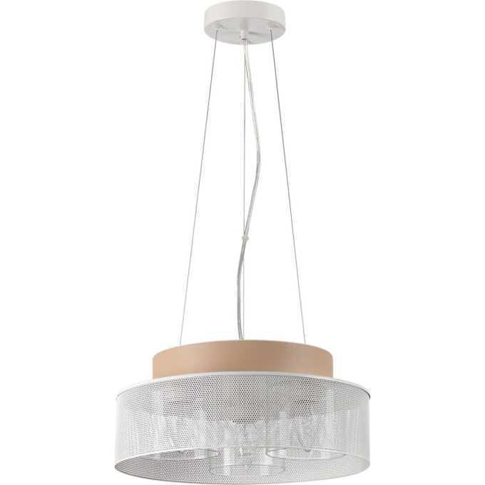 Подвесной светильник LUMION BASALTO 6599/3C MODERNI LN24 Е27 3*40W 220V белый/белый, бежевый металл, эко кожа/металл, стекло