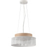 Подвесной светильник LUMION BASALTO 6599/3C MODERNI LN24 Е27 3*40W 220V белый/белый, бежевый металл, эко кожа/металл, стекло