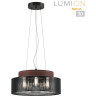 Подвесной светильник LUMION BASALTO 6598/3C MODERNI LN24 Е27 3*40W 220V черный/черный. коричневый металл, эко кожа/металл, стекло