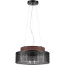 Подвесной светильник LUMION BASALTO 6598/3C MODERNI LN24 Е27 3*40W 220V черный/черный. коричневый металл, эко кожа/металл, стекло