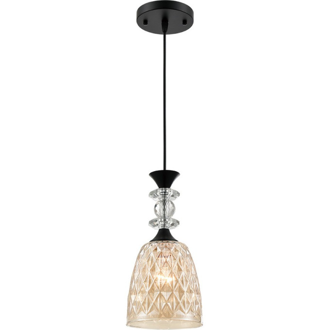 Подвесной светильник LUMION ELENIKA 8056/1А SUSPENTIONI LN24E27 1*60W 220V черный/амбер металл/стекло