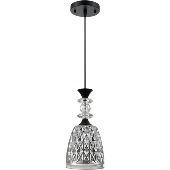 Подвесной светильник LUMION ELENIKA 8057/1А SUSPENTIONI LN24 E27 1*60W 220V черный/смоки металл/стекло