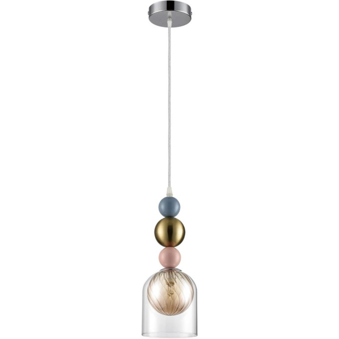 Подвесной светильник LUMION GALLO 8067/1A MODERNI LN25 299 G9 1*20W 220V хром/амбер/прозрачный, металл/стекло