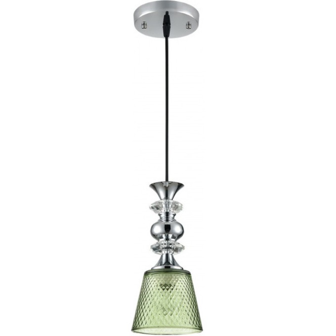 Подвесной светильник LUMION MANOLA 8047/1А SUSPENTIONI LN24 E27 1*60W 220V хром/зеленый металл/стекло