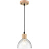 Подвесной светильник LUMION NATANA 8055/1А SUSPENTIONI LN24 E27 1*60W 220V дерево/прозрачный металл/стекло